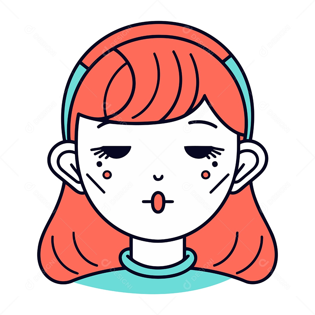 Menina Ruiva de Desenho Animado Ilustração Vetor EPS