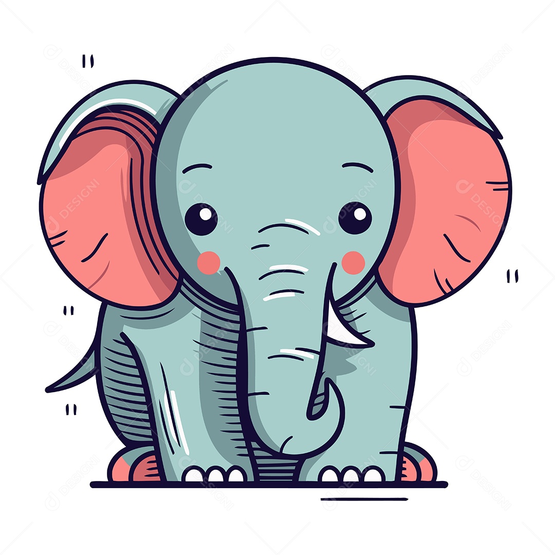Elefante de Desenho Animado Ilustração Vetor EPS