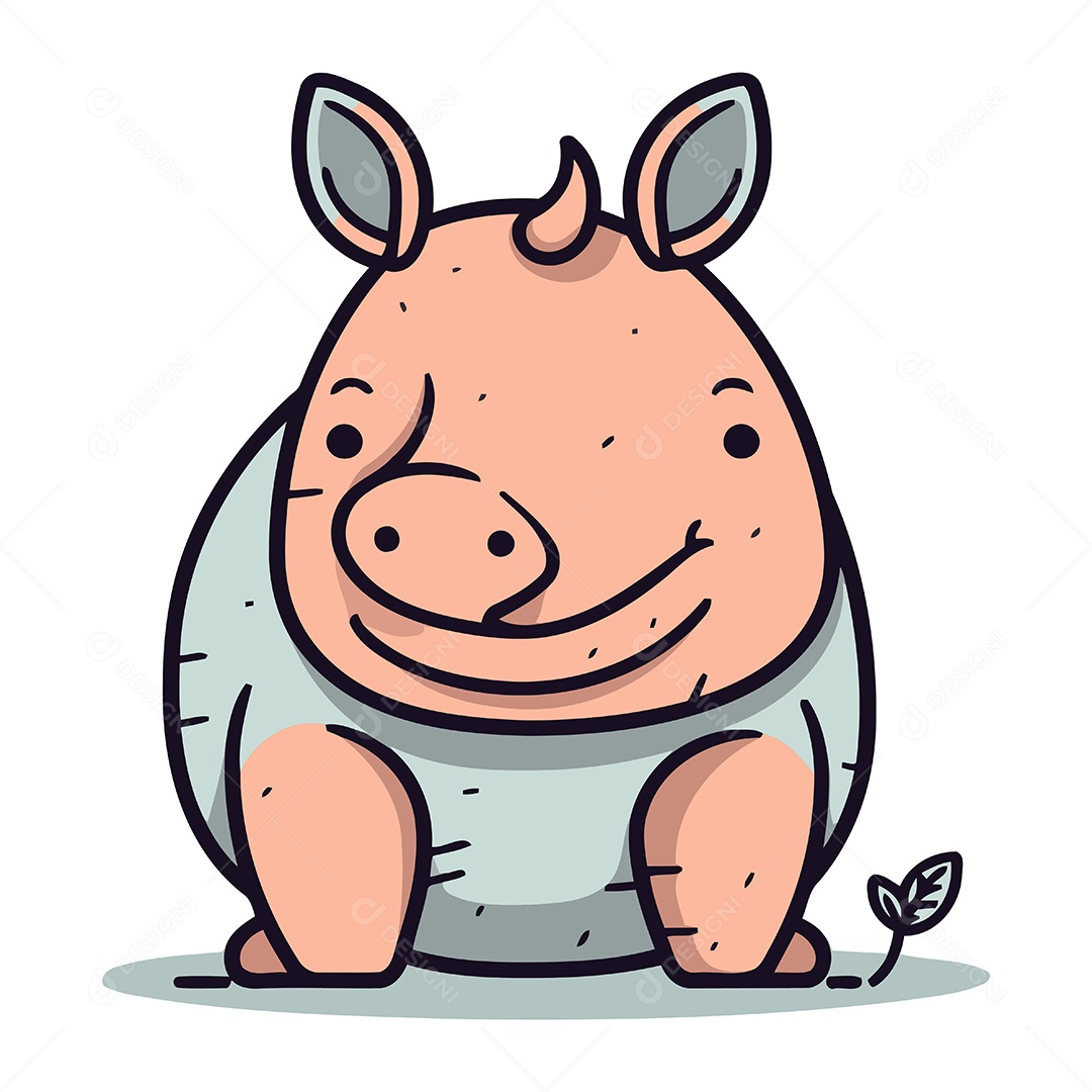 Rinoceronte de Desenho Animado Ilustração Vetor EPS