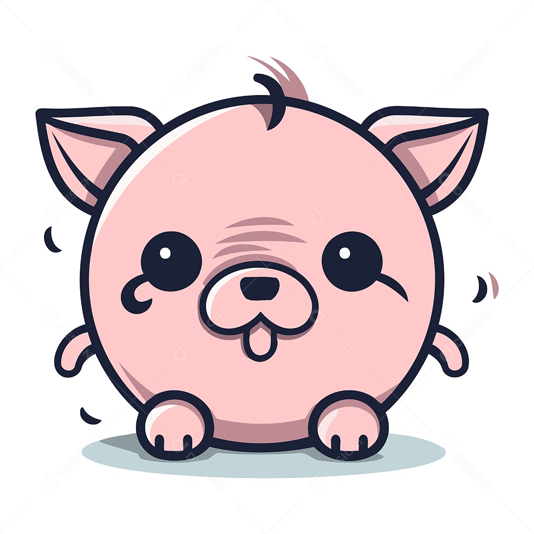 Porco de Desenho Animado Ilustração Vetor EPS