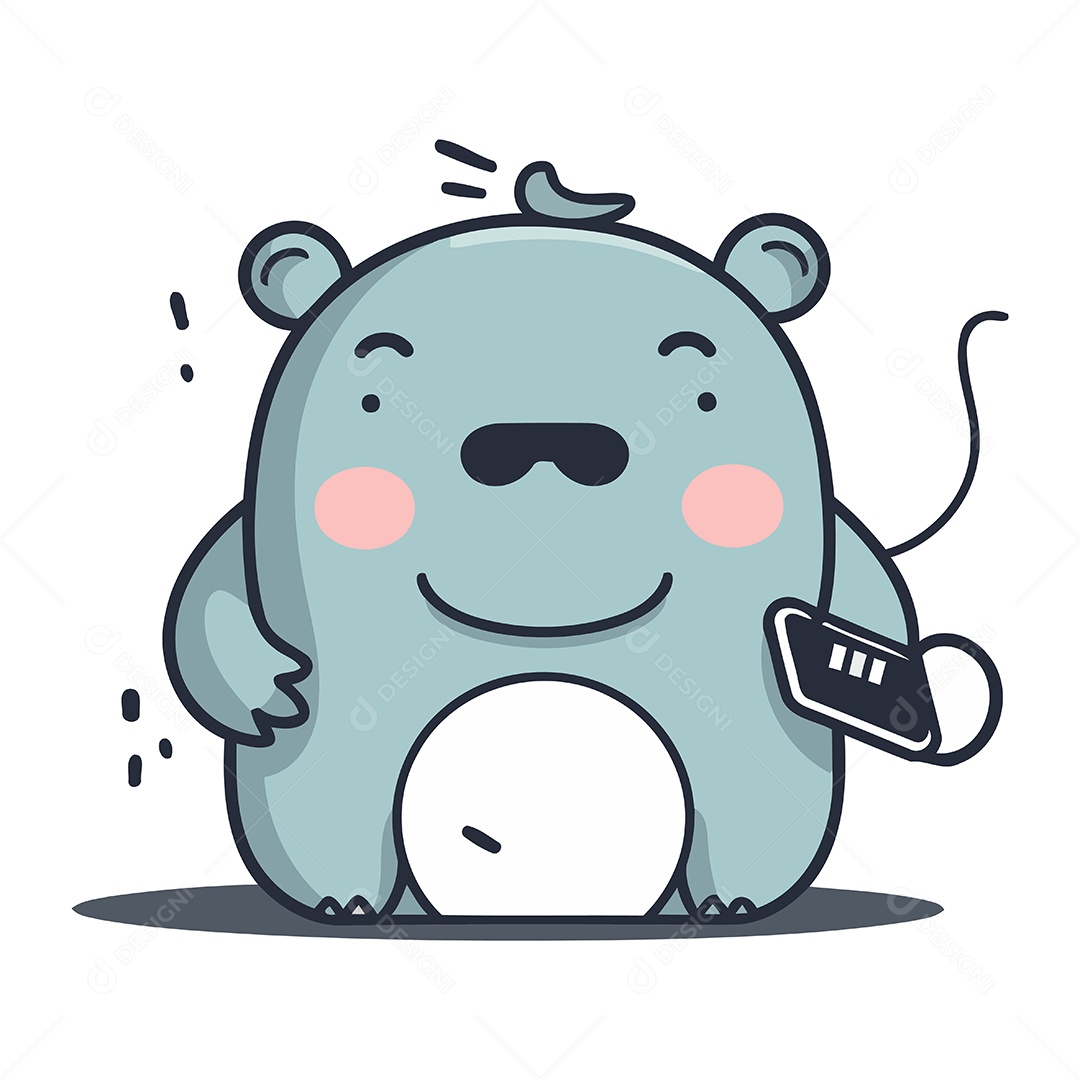 Hipopótamo de Desenho Animado Ilustração Vetor EPS