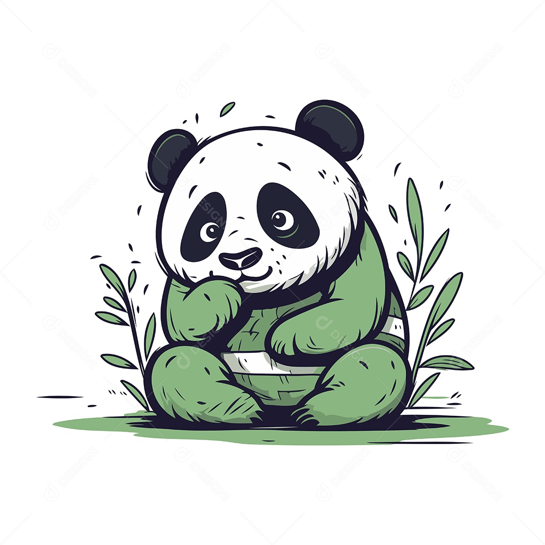 Panda Fofo de Desenho Animado Ilustração Vetor EPS