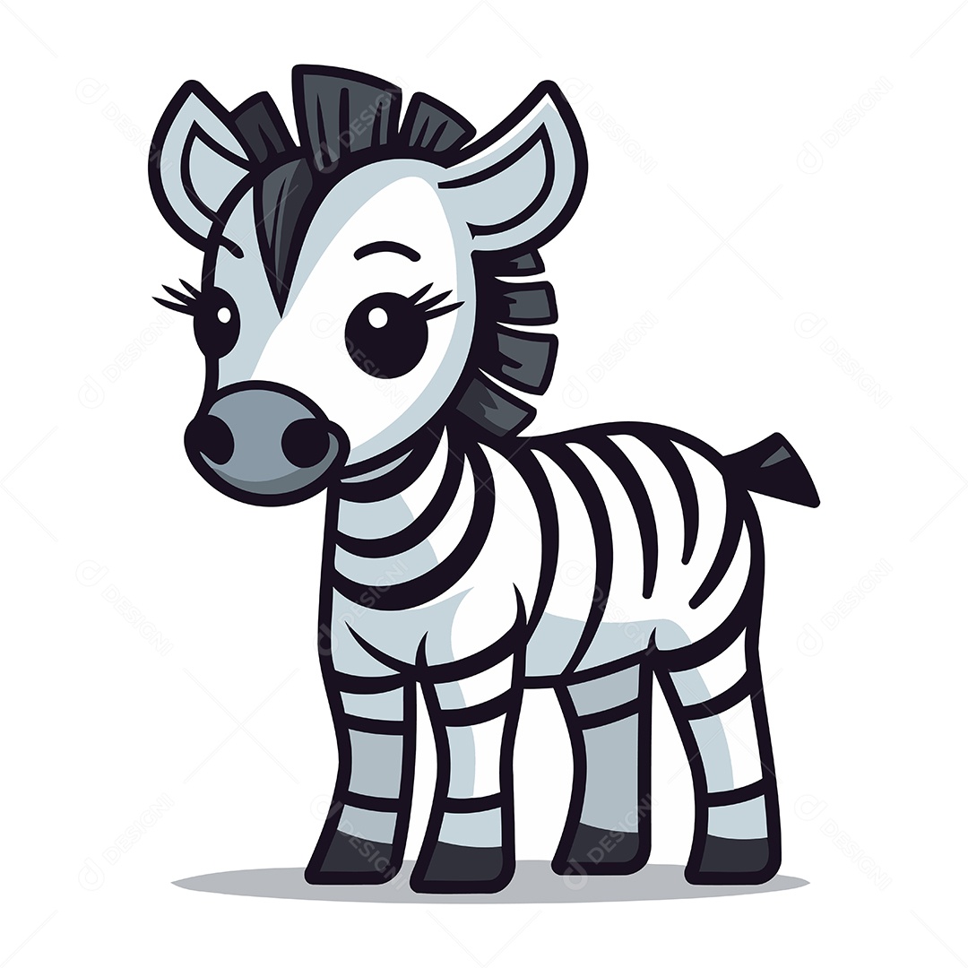 Zebra Fofa de Desenho Animado Ilustração Vetor EPS