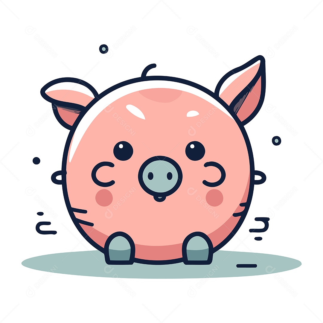 Porco de Desenho Animado Ilustração Vetor EPS