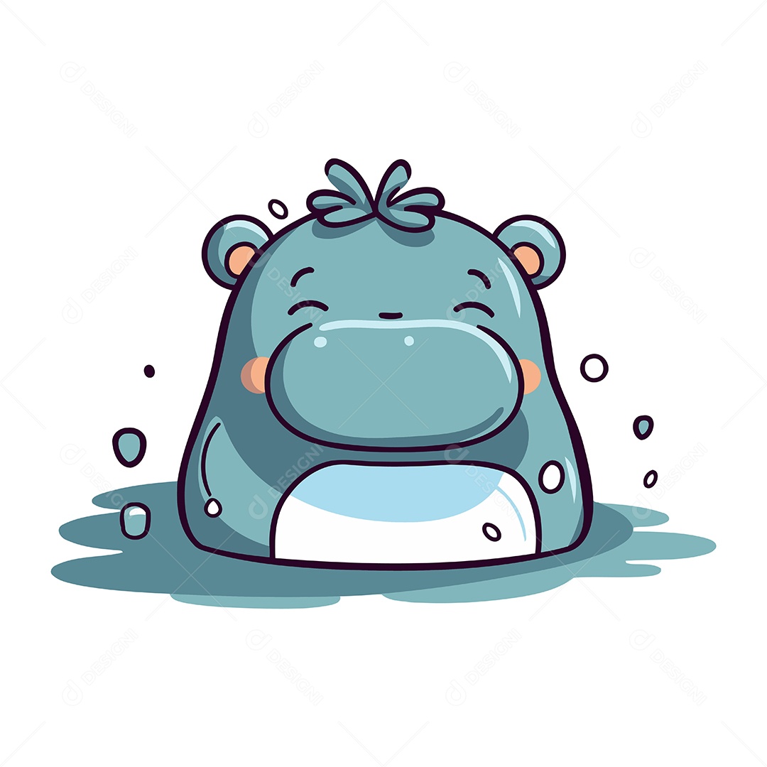 Hipopótamo de Desenho Animado Ilustração Vetor EPS