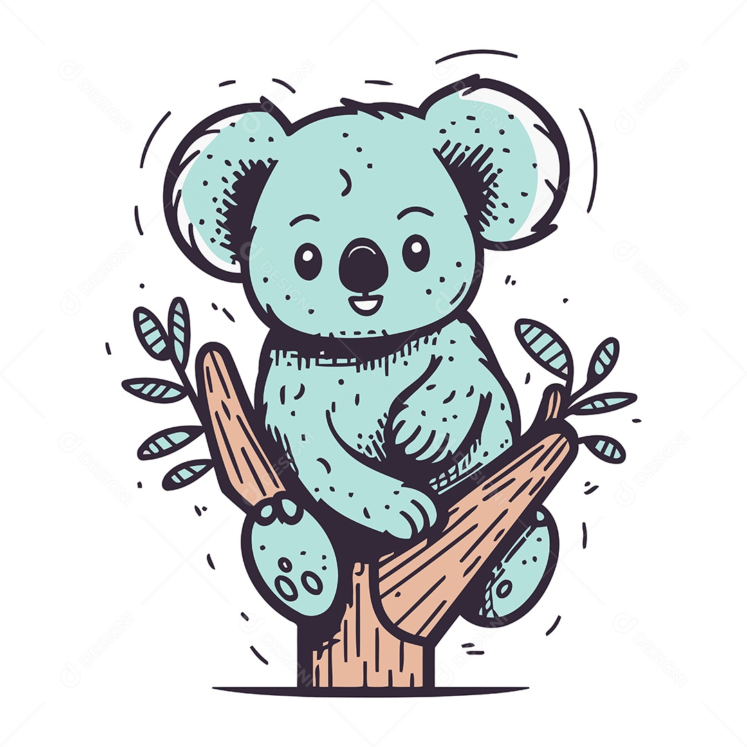 Coala Sentado em Uma Árvore Ilustração Vetor EPS