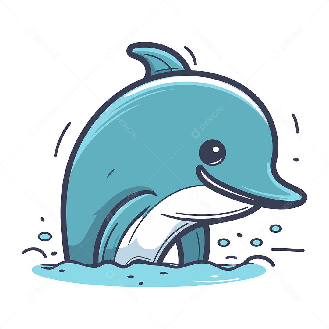 Golfinho de Desenho Animado Ilustração Vetor EPS