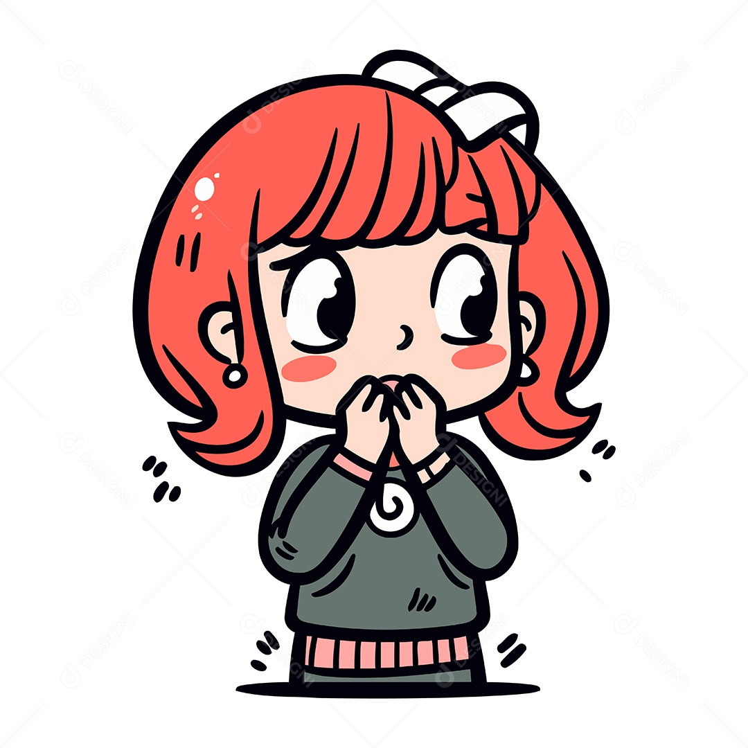 Menina Fofa de Desenho Animado Ilustração Vetor EPS