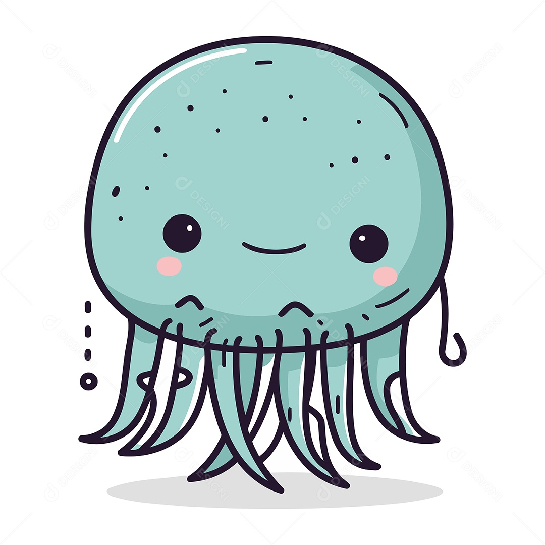 Água Viva Fofa de Desenho Animado Ilustração Vetor EPS