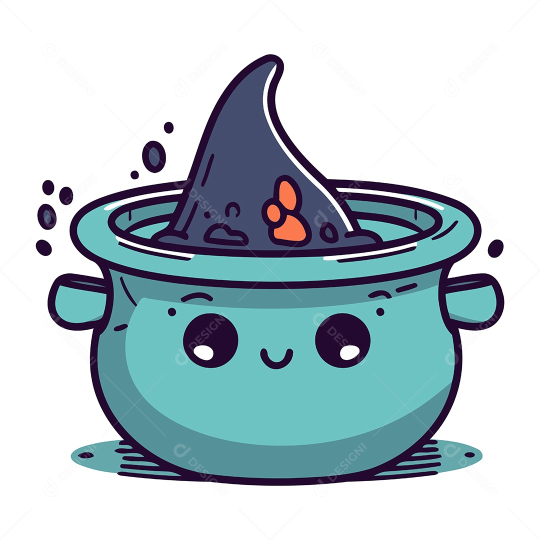 Caldeirão de Bruxa Desenho Animado Ilustração Vetor EPS