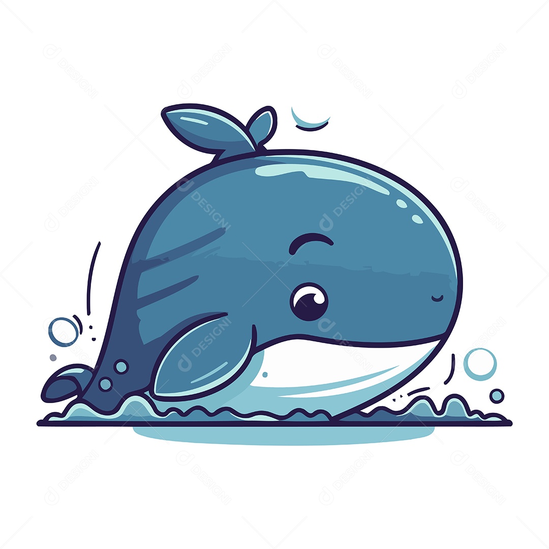 Baleia Fofa de Desenho Animado Ilustração Vetor EPS