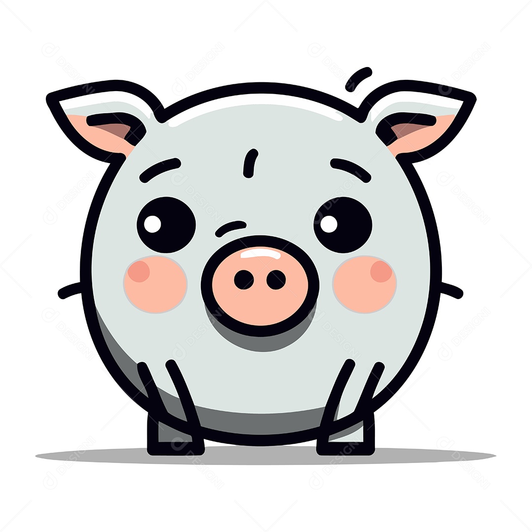 Porco de Desenho Animado Ilustração Vetor EPS