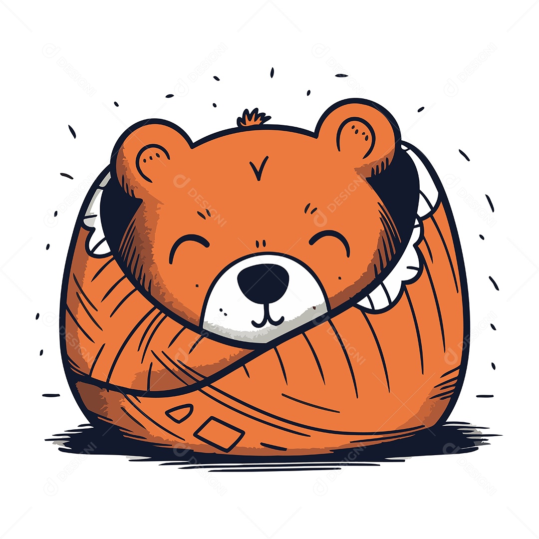 Urso Enrolado em Um Cachecol de Lã Ilustração Vetor EPS