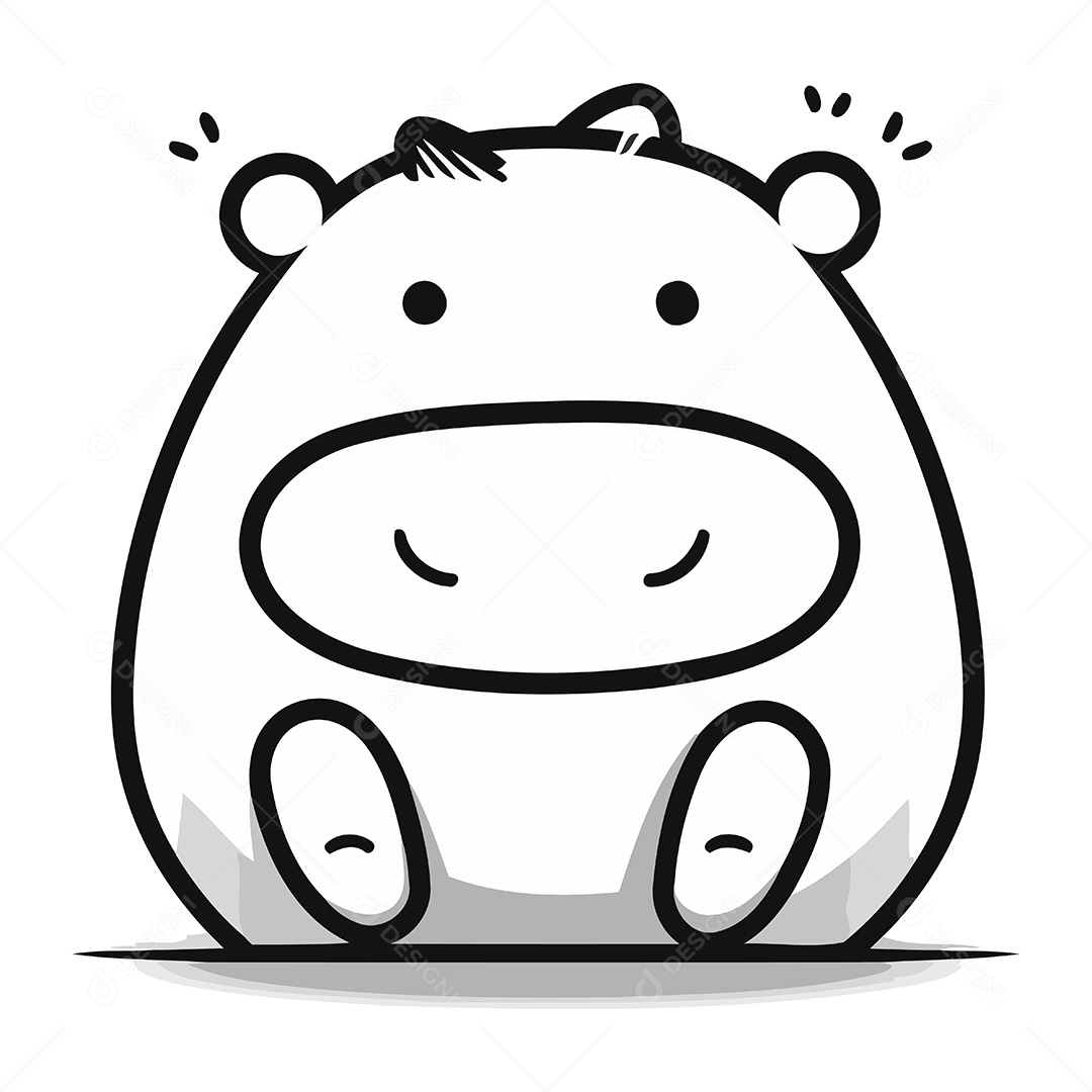 Hipopótamo de Desenho Animado Ilustração Vetor EPS