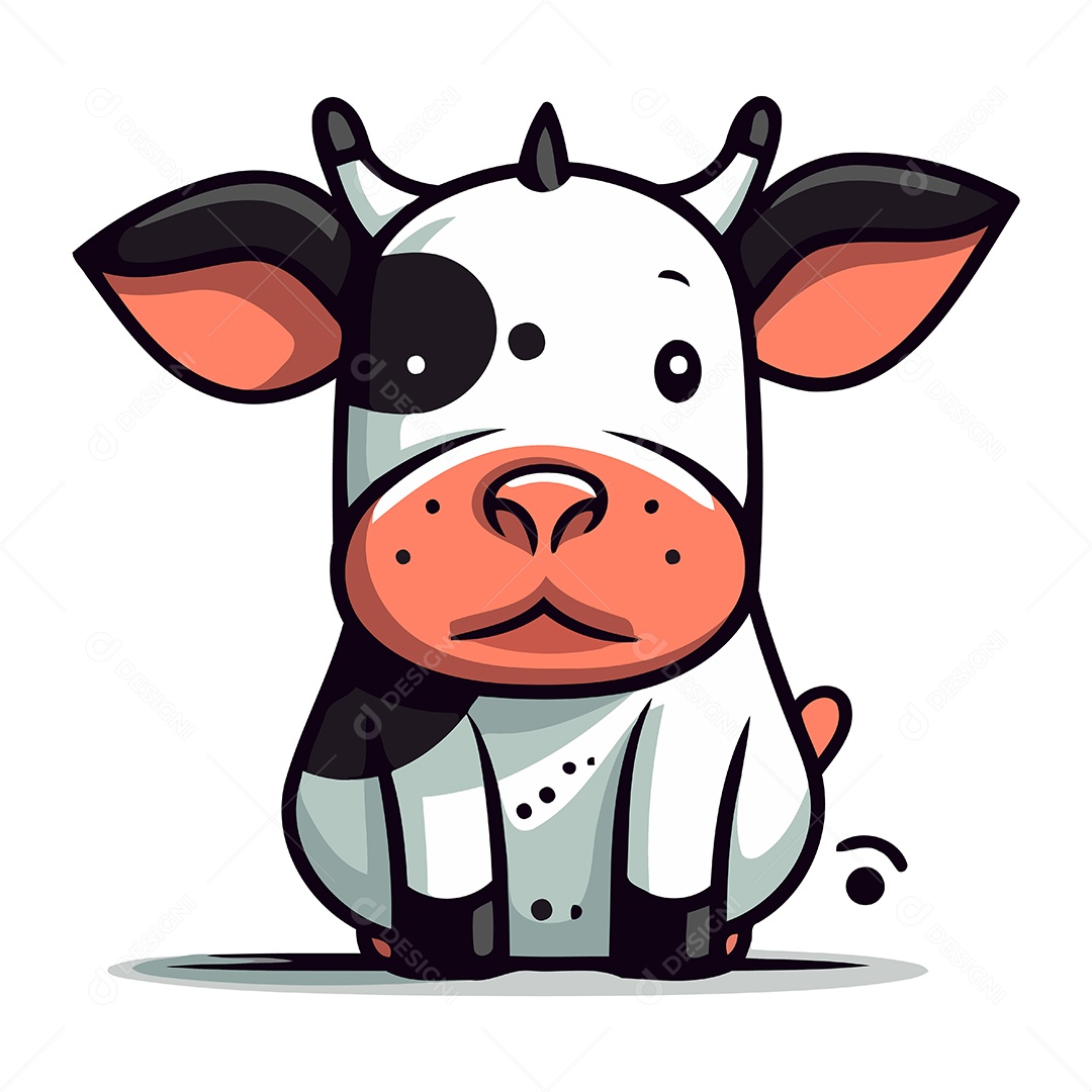Vaca de Desenho Animado Ilustração Vetor EPS