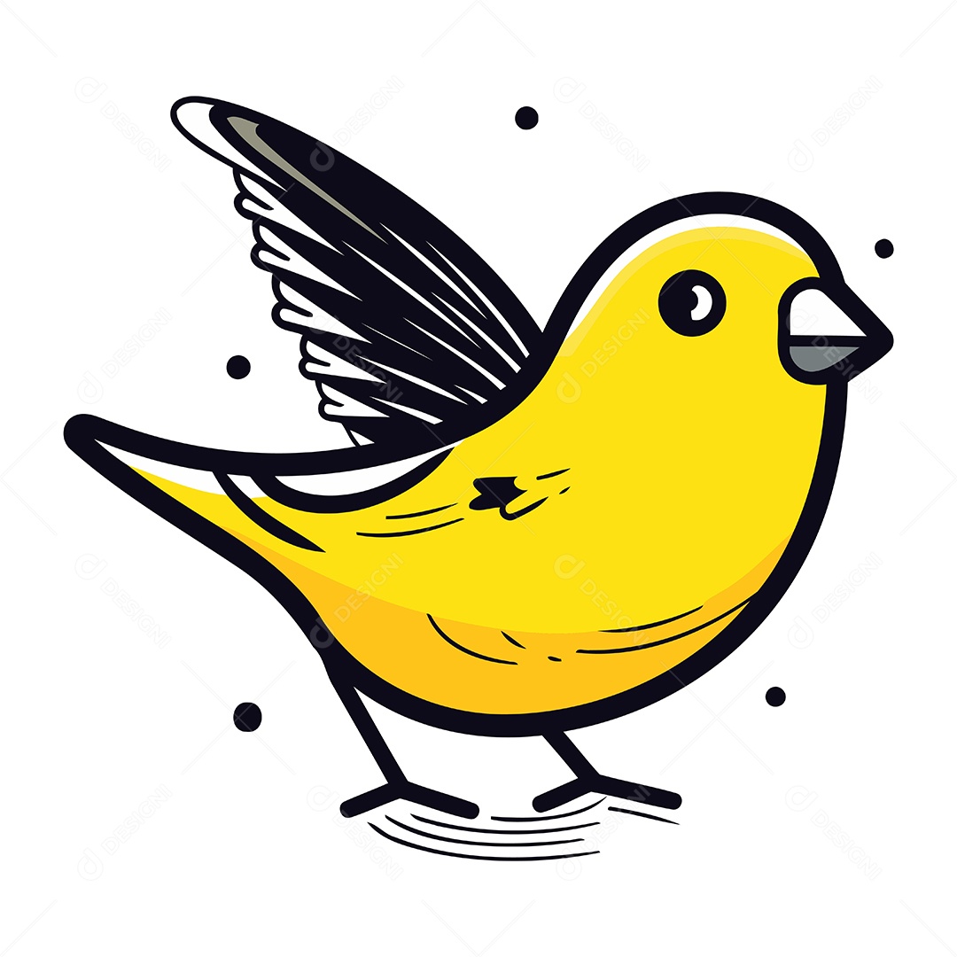 Passarinho Amarelo Fofo Ilustração Vetor EPS