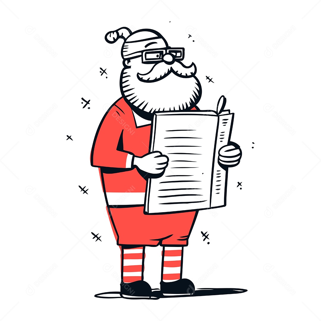 Papai Noel com Uma Carta Ilustração Vetor EPS