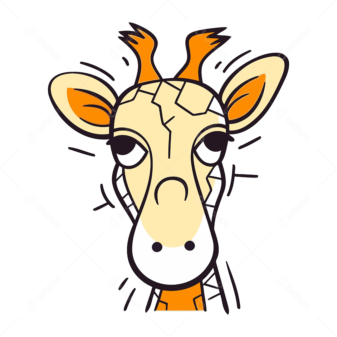 Cabeça de Girafa Desenho Animado Ilustração Vetor EPS