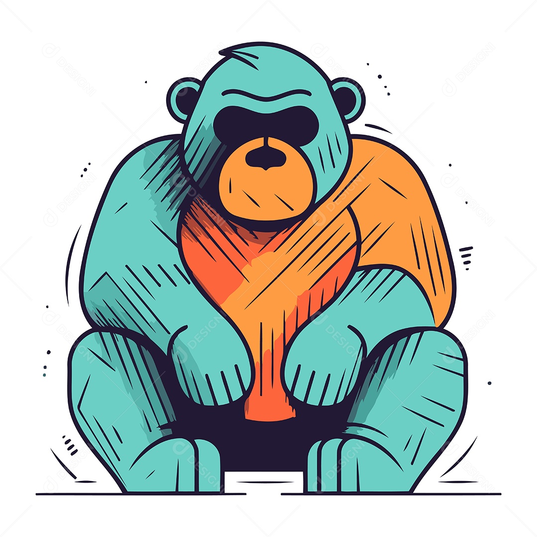 Gorila de Desenho Animado Ilustração Vetor EPS