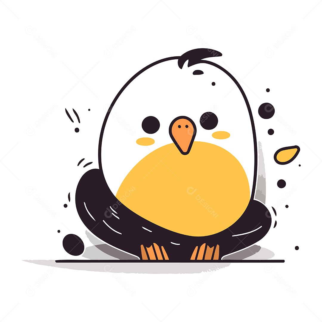 Pintinho de Desenho Animado Ilustração Vetor EPS