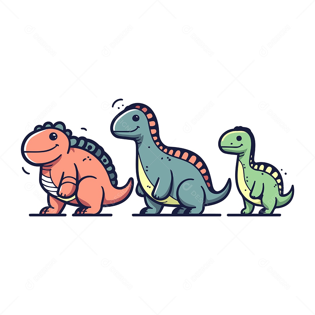 Dinossauros de Desenho Animado Ilustração Vetor EPS