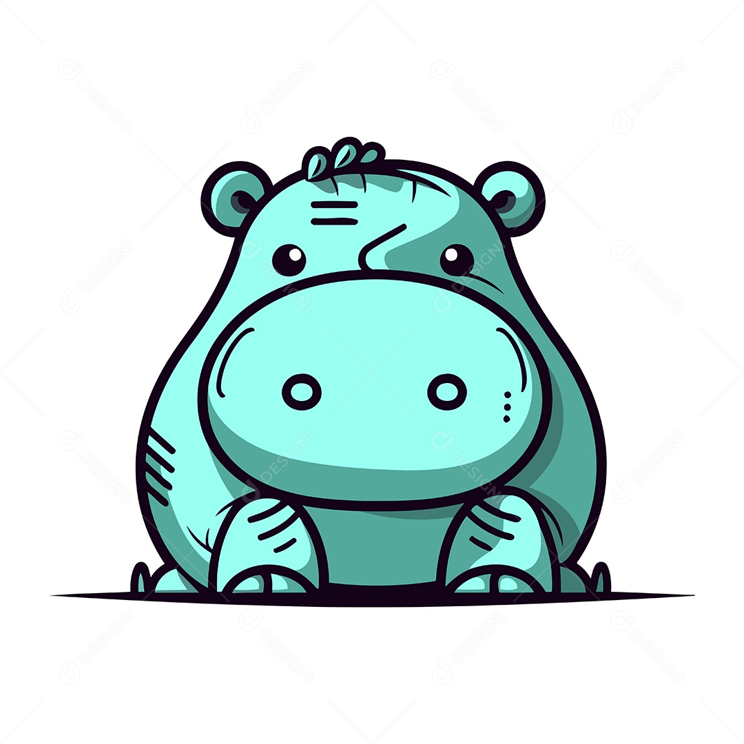 Hipopótamo de Desenho Animado Ilustração Vetor EPS