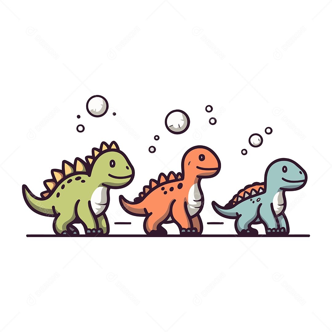 Dinossauros de Desenho Animado Ilustração Vetor EPS