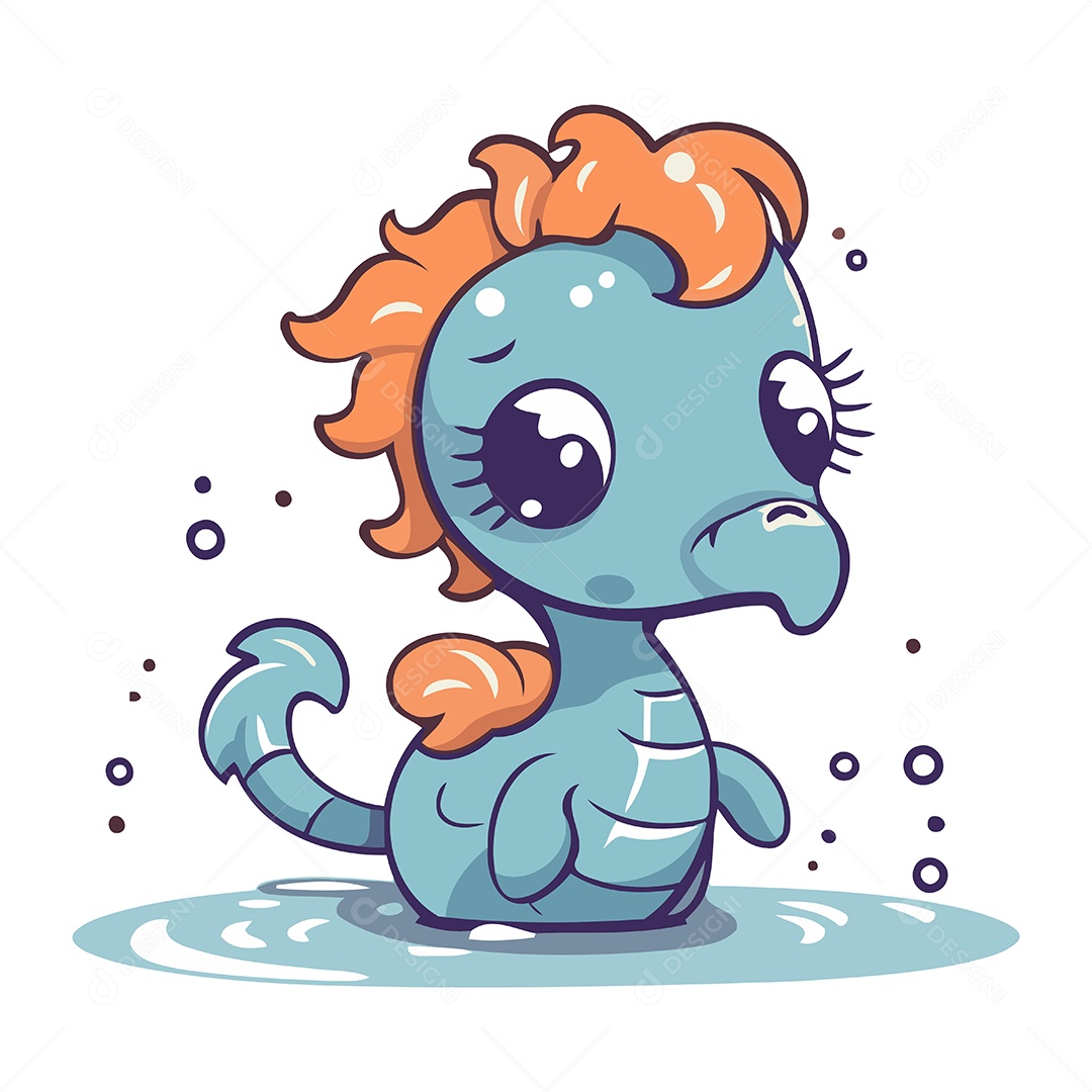 Cavalo Marinho de Desenho Animado Ilustração Vetor EPS