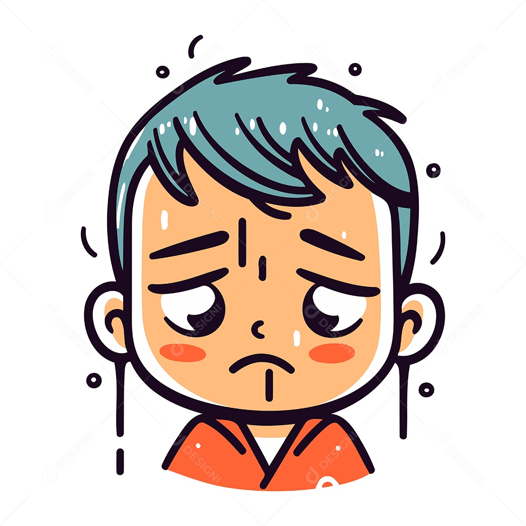 Menino Triste de Desenho Animado Ilustração Vetor EPS