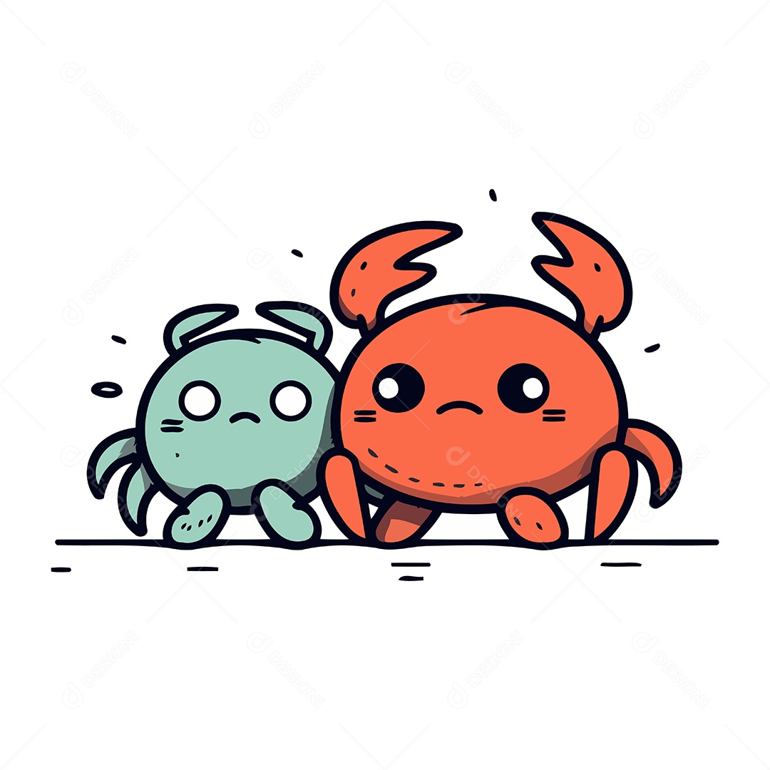 Caranguejos de Desenho Animado Ilustração Vetor EPS