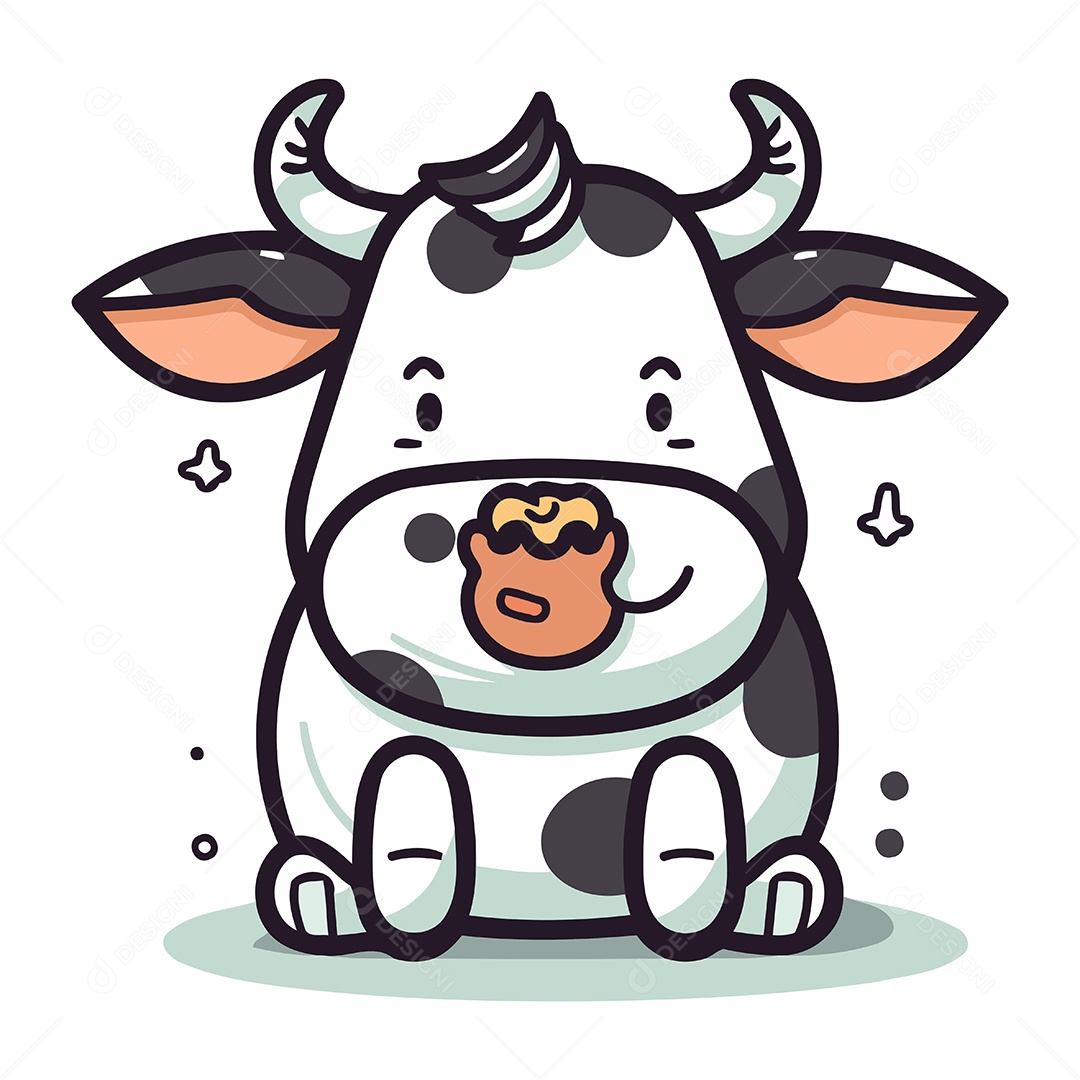 Vaca de Desenho Animado Ilustração Vetor EPS