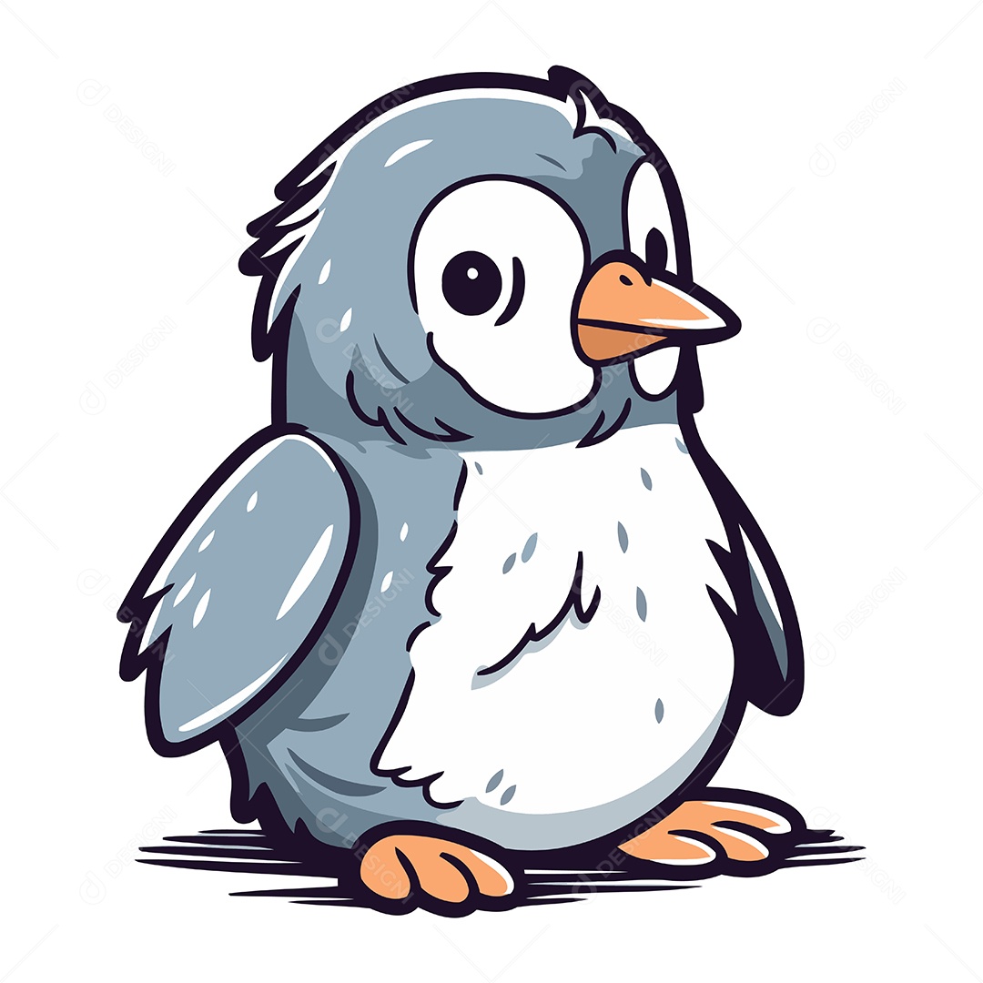 Pinguim Fofo de Desenho Animado Ilustração Vetor EPS