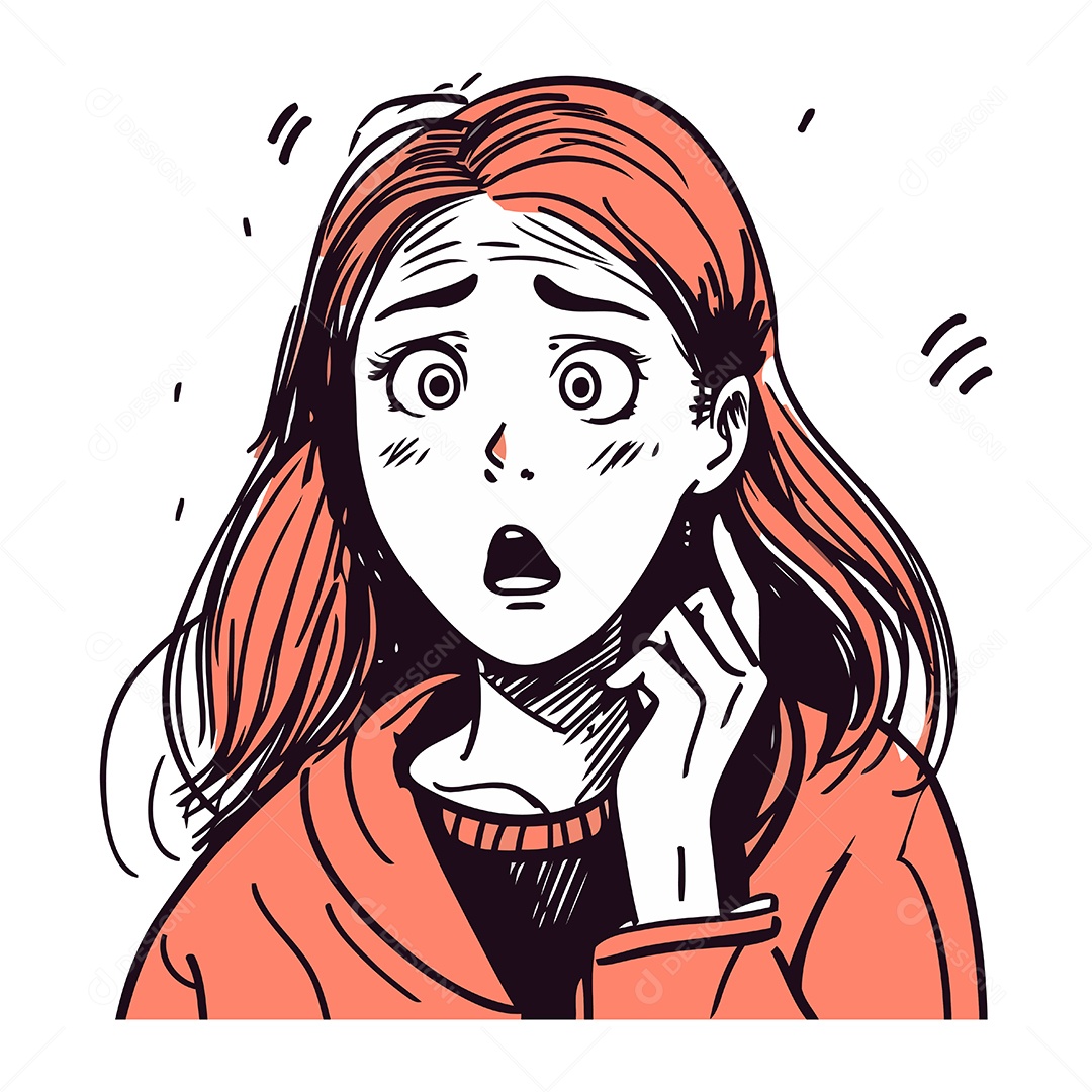 Mulher Surpresa de Desenho Animado Ilustração Vetor EPS