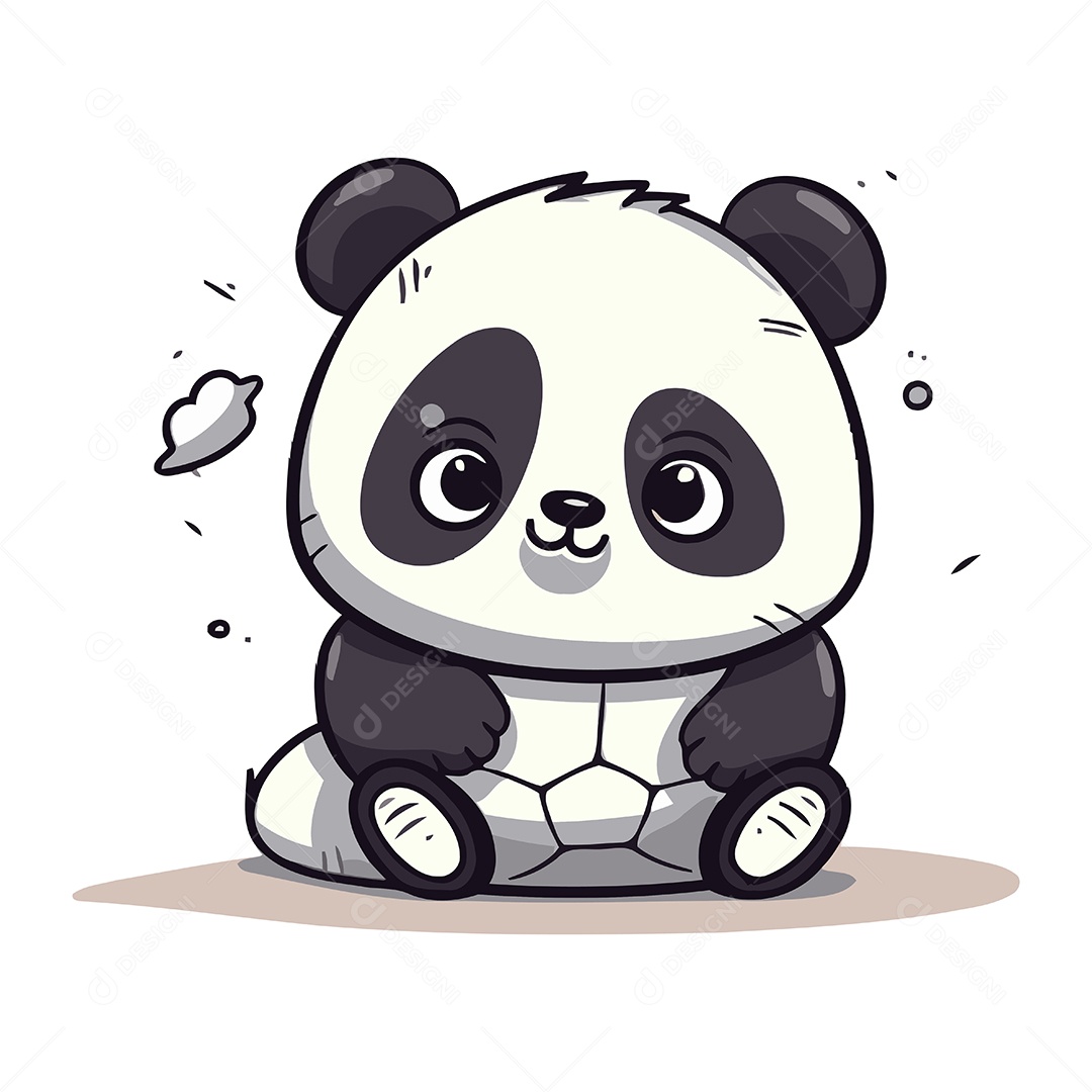 Panda Fofo de Desenho Animado em Uma Bola de Futebol Ilustração Vetor EPS