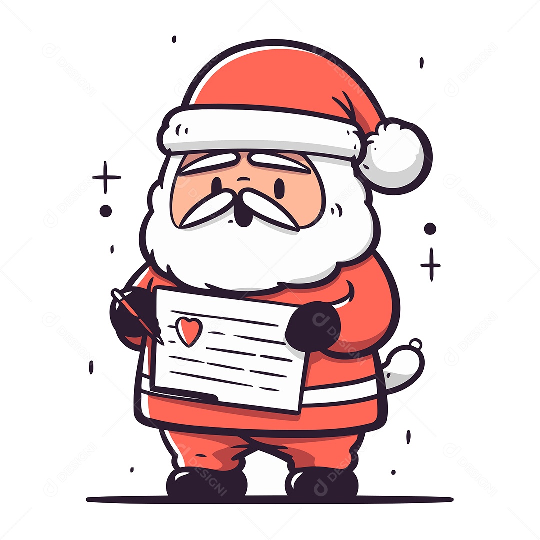 Papai Noel Segurando uma Carta Ilustração Vetor EPS