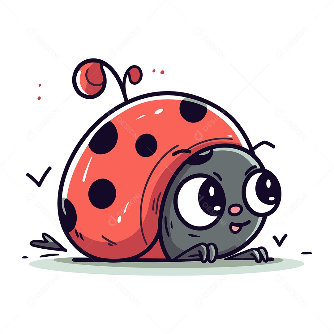 Joaninha de Desenho Animado Ilustração Vetor EPS