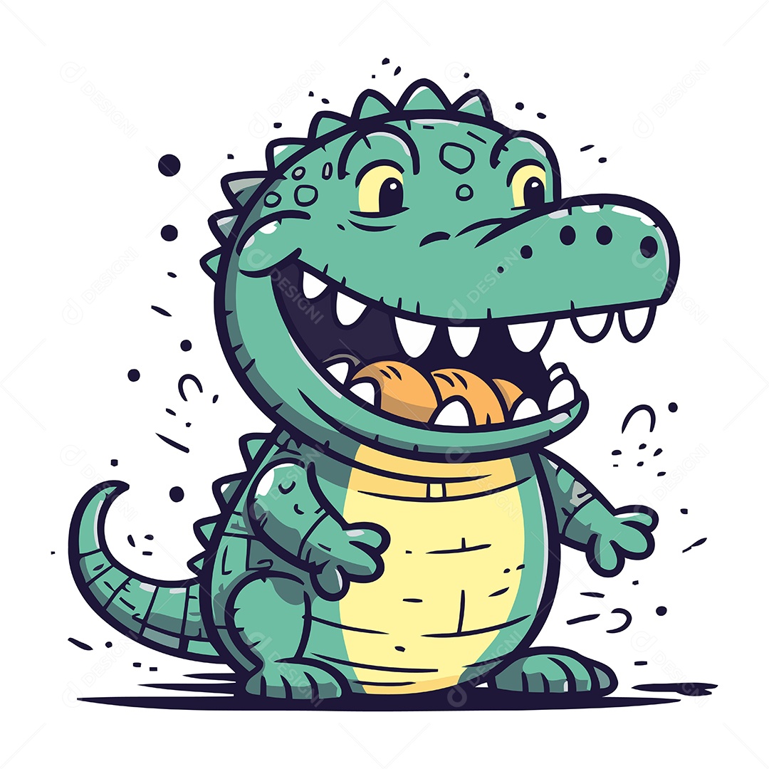 Crocodilo Fofo de Desenho Animado Ilustração Vetor EPS
