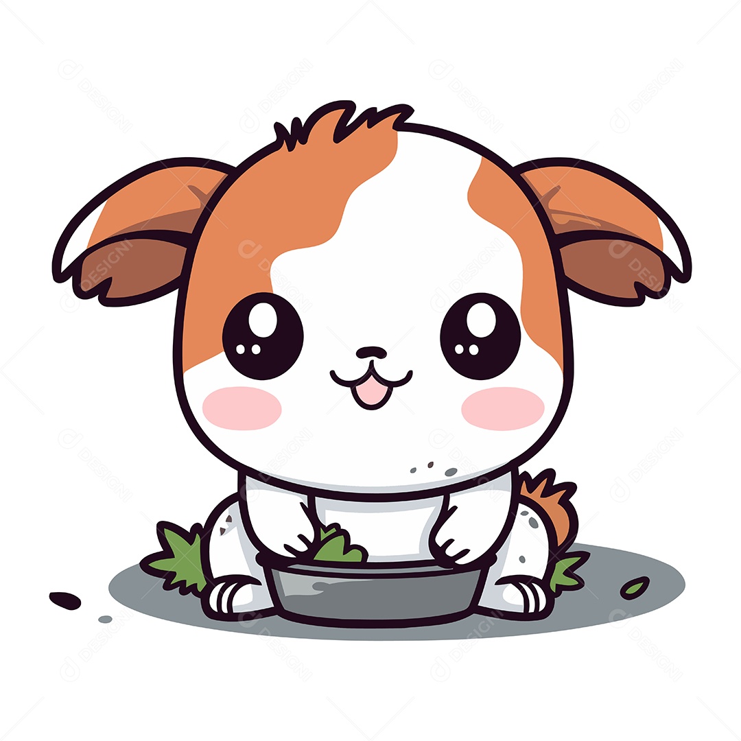 Cachorro de Desenho Animado com Uma Tigela Ilustração Vetor EPS