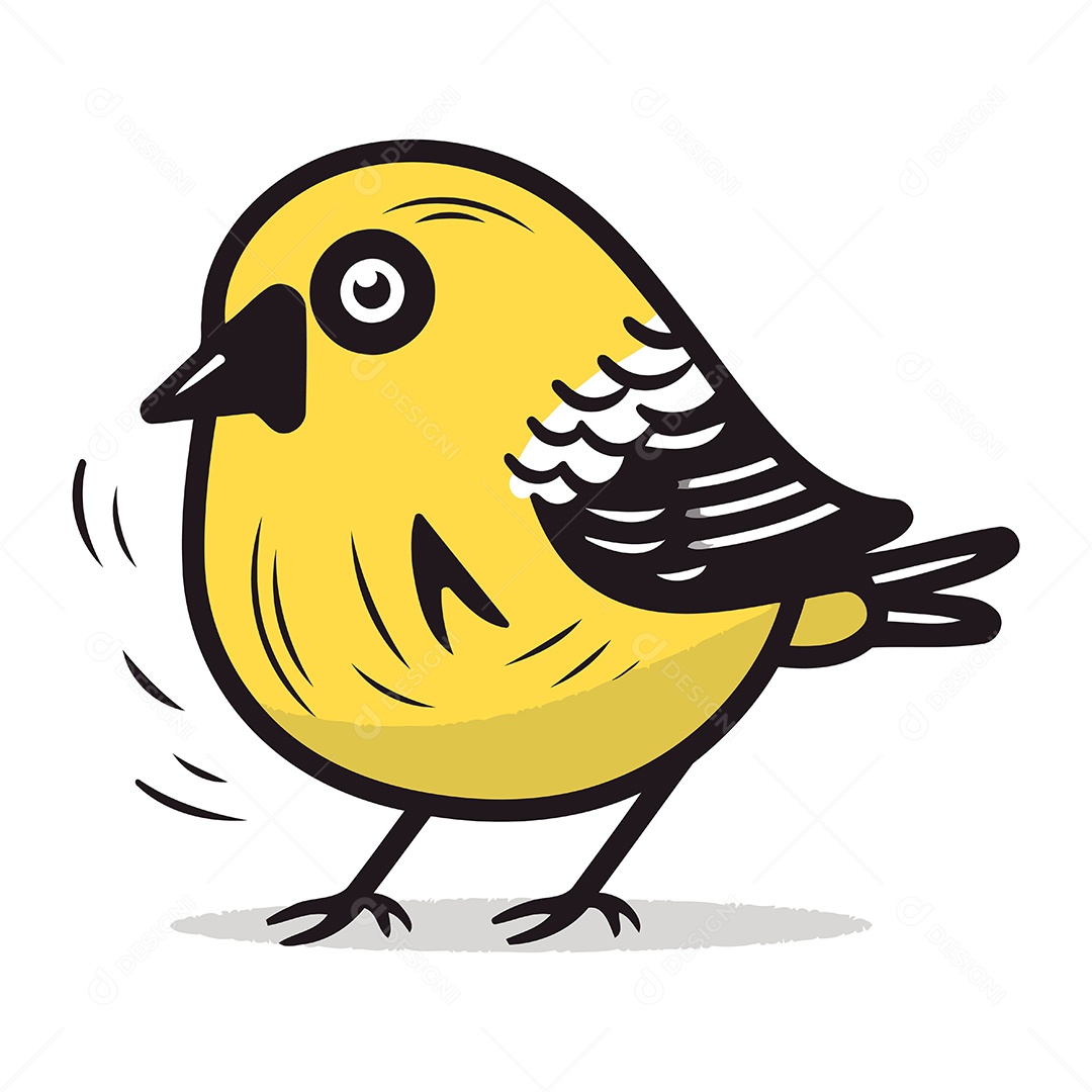 Passarinho Amarelo Fofo Ilustração Vetor EPS