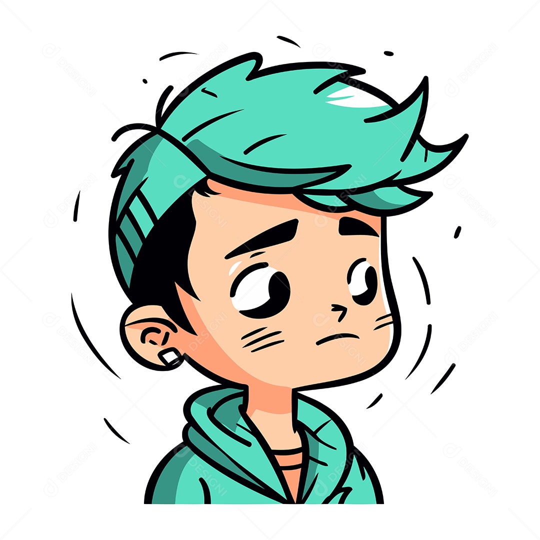 Menino Triste de Desenho Animado Ilustração Vetor EPS