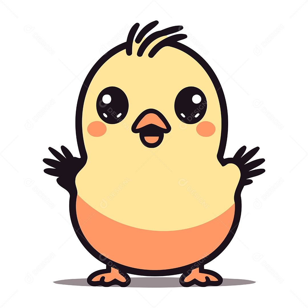 Pintinho Fofo de Desenho Animado Ilustração Vetor EPS