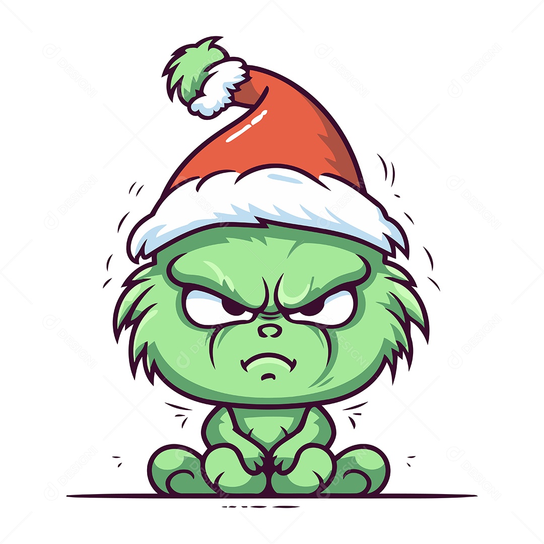 Monstro com Chapéu de Papai Noel Ilustração Vetor EPS