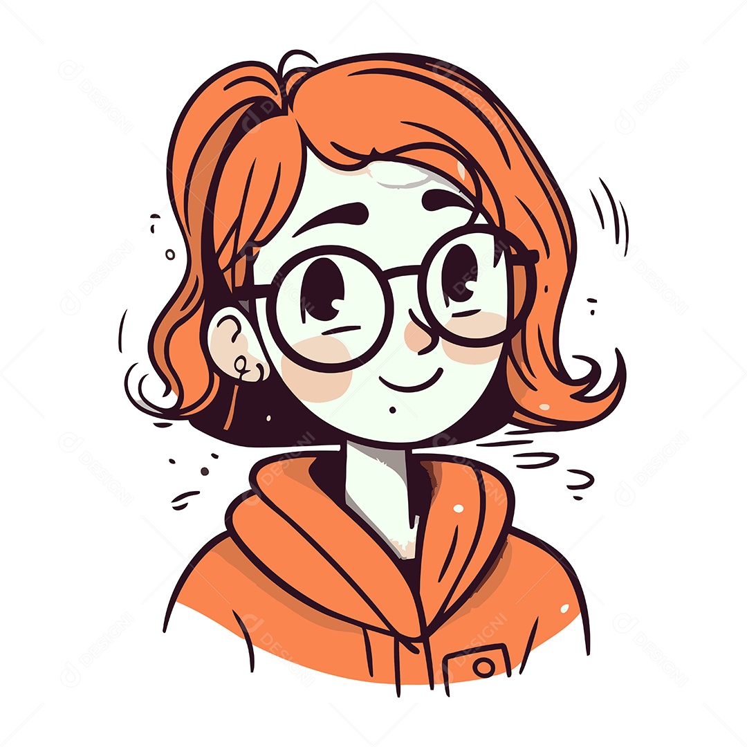 Garota Ruiva de Óculos Ilustração Vetor EPS