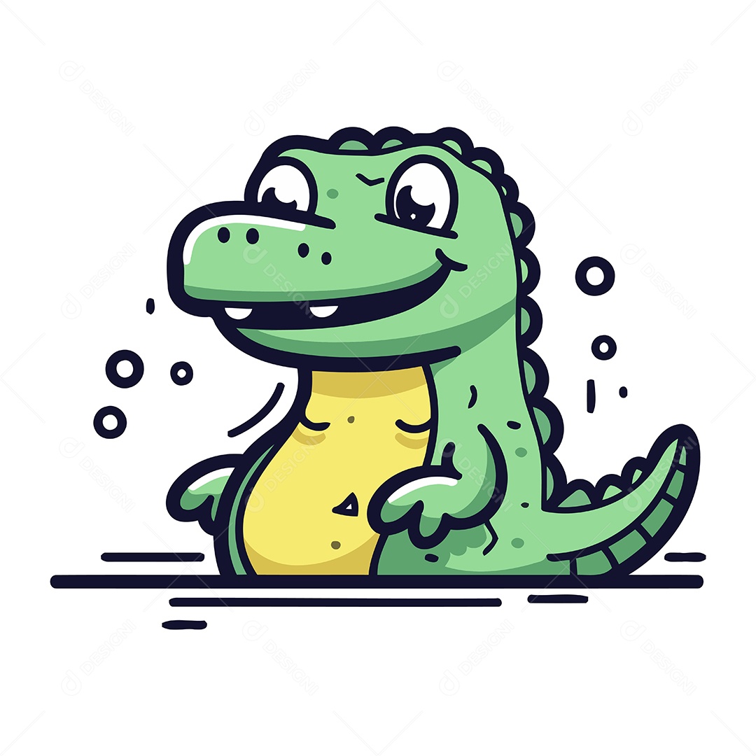 Crocodilo Fofo de Desenho Animado Ilustração Vetor EPS