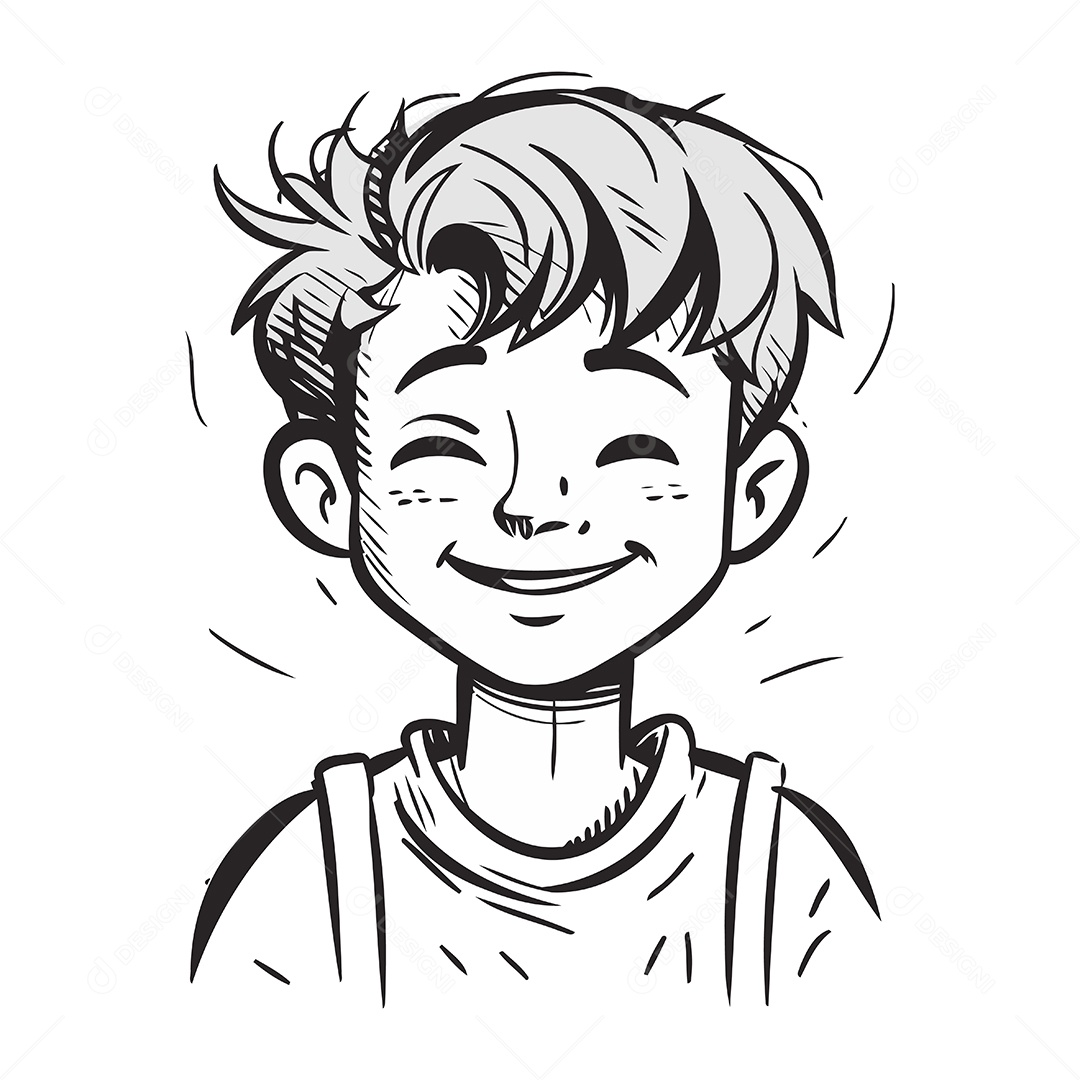 Menino Sorridente de Desenho Animado Ilustração Vetor EPS