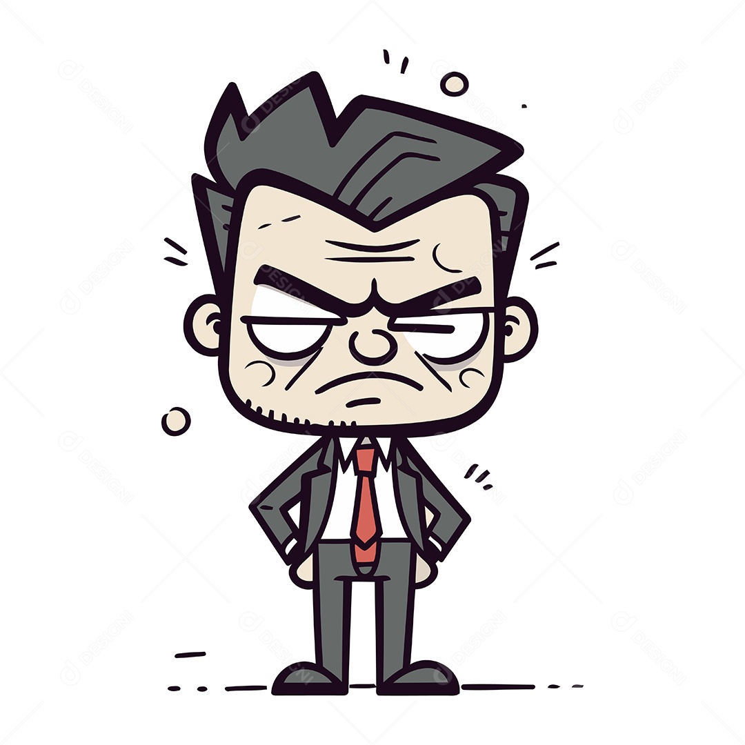 Empresário Zangado de Desenho Animado Ilustração Vetor EPS