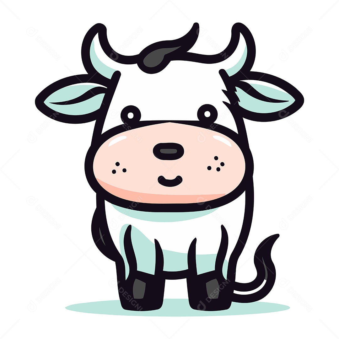 Vaca de Desenho Animado Ilustração Vetor EPS