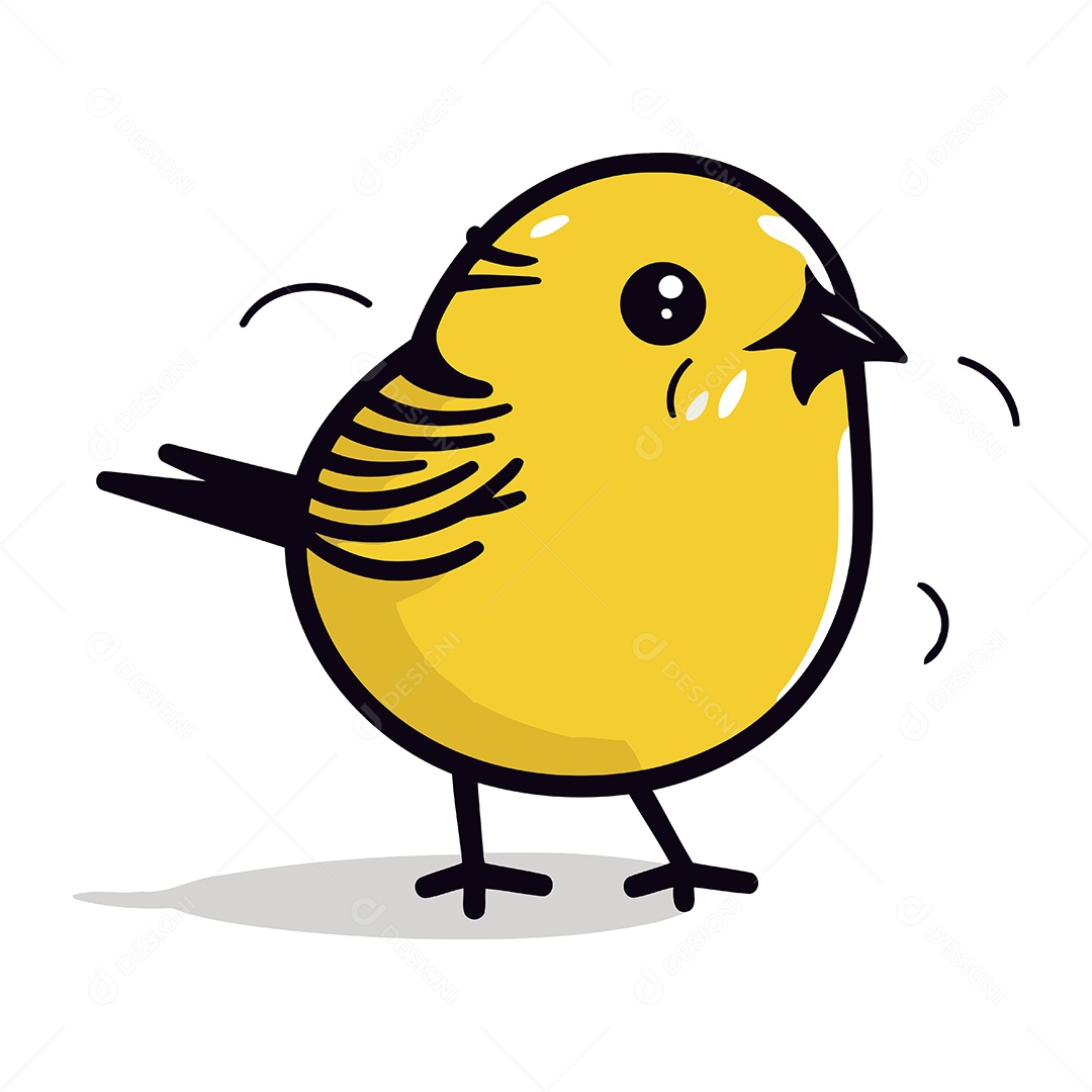 Passarinho Amarelo Fofo Ilustração Vetor EPS