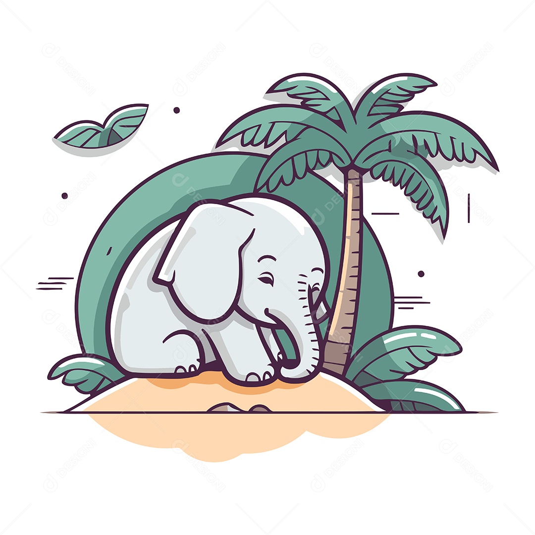 Elefante de Desenho Animado Ilustração Vetor EPS