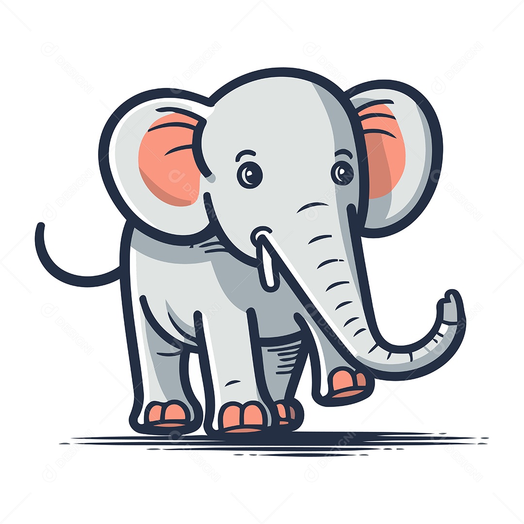 Elefante de Desenho Animado Ilustração Vetor EPS